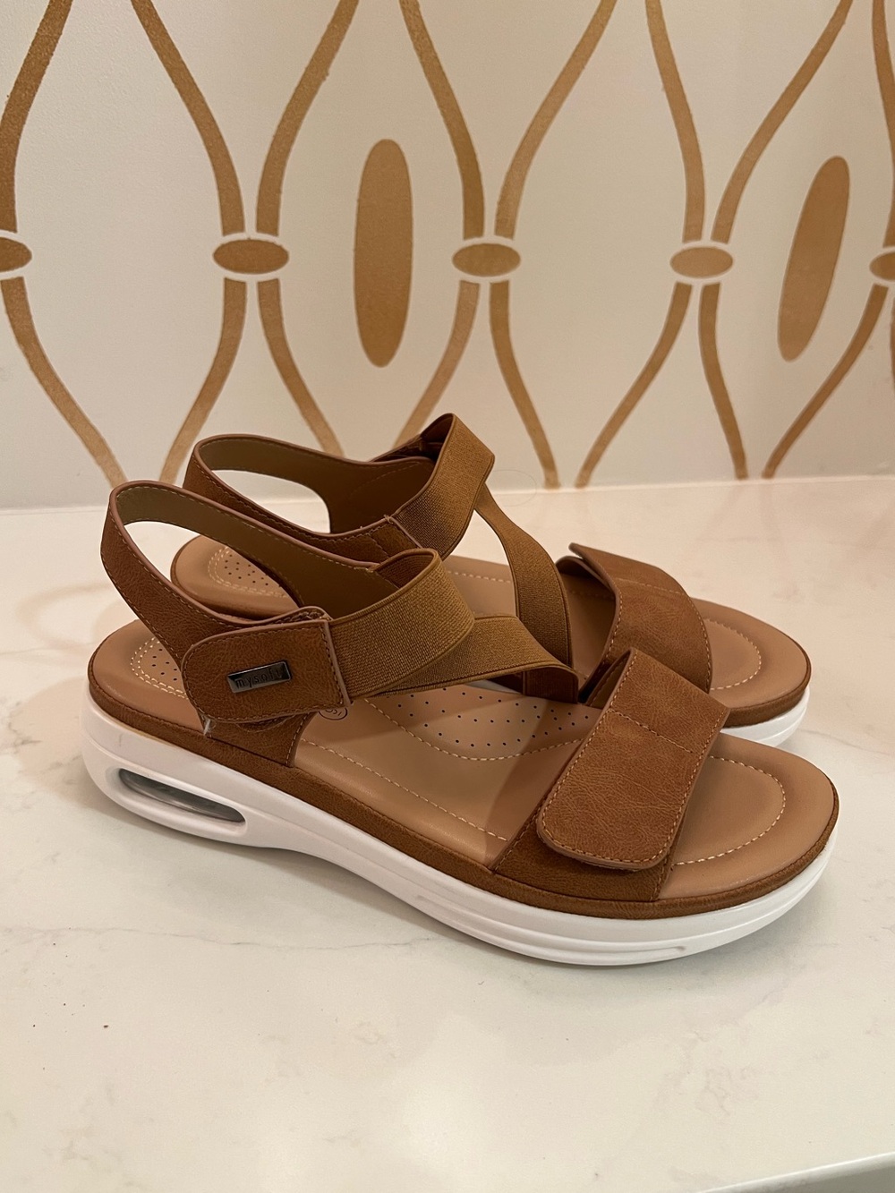 Mysoft Women's Brown Comfort Platform Sandals